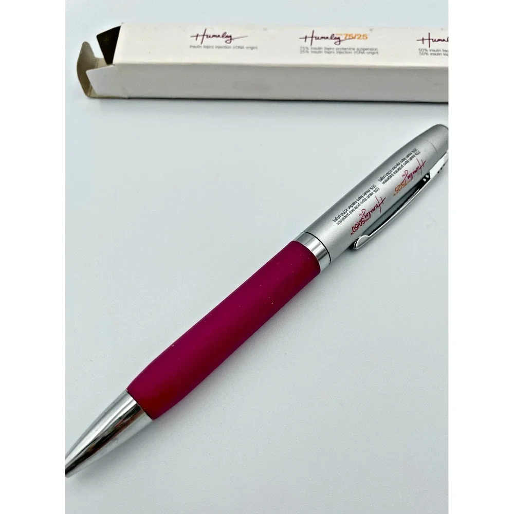 Humalog Heavy Metal Ballpoint Pen Drug Rep Pharma Promo Unused w Original Box
